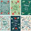 Bablira 24 Pack Happy New Year Cards Set with Envelopes, Boxed New Year Greeting Cards for NYE Parties, Office Events, Bulk Mailing, Home Decor(6 Designs), 4 * 6in, Blank