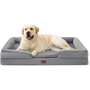 Bedsure Jumbo Orthopedic Dog Bed for Extra Large Dogs - Washable XLarge Dog Cat Bed Waterproof, Comfort Dogs Couch Sofa with Washable Removable Cover, Pet Bed with Nonskid Bottom, Grey, 45"