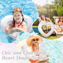 Whaline 3Pcs Inflatable Heart Pool Float Swim Heart Shaped Pool Rings Float Loungers Tube for Summer Swimming Pool Beach Bachelorette Party