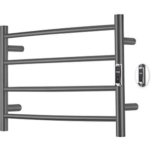 Heated Towel Racks for Bathroom, Wall Mounted Electric Towel Warmer Racks with Timer & Temperature Control, 4 Bar Stainless Steel Towel Heater for Bathroom,Plug-in,Gunmetal Grey