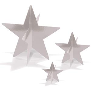 3 Pack Beistle 3-D Silver Foil Star Centerpieces