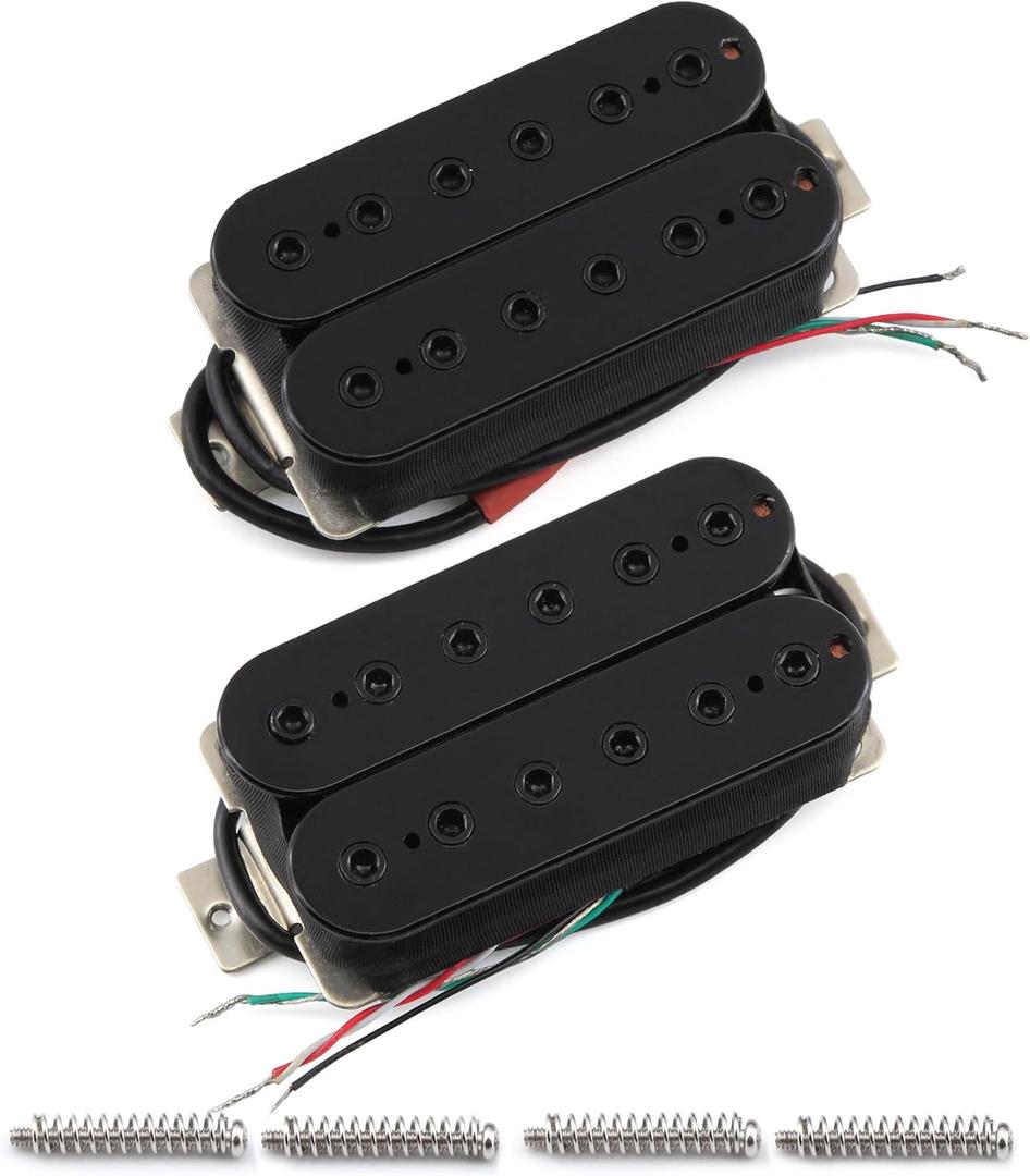 FLEOR Neck+Bridge Pickup Set Ceramic Double Coil Humbucker Pickups for Electric Guitar Pickup Replacement-Black