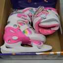 BASYNOL Nattork Girls Ice Skates for Kids Boys,Adjustable Kids Ice Hockey Skates for Outdoor Indoor Rink,Soft Padding and Reinforced Ankle Support Ice Skate,Rainbow Small