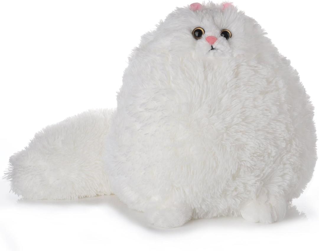 T PLAY Stuffed Cat Adorable Fat Cat Stuffed Animals Fluffy Cat Plush Soft Stuffed White Cat Durable Plush Cat Persian Kitty Toy Gifts for Children Baby Kids Girls 12"