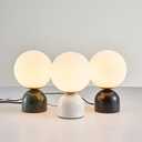 Meefad Globe Bedside Lamp, Modern Cute Night Light with Glass Shade, Marble Base, Small Table Lamp for Bedroom - Green