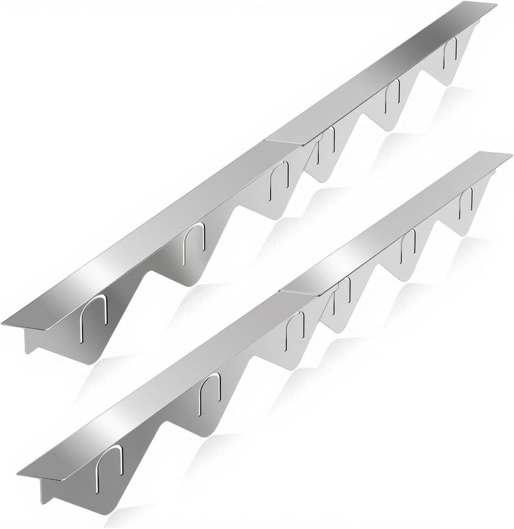 Stove Gap Covers Stainless Steel 2 Packs, 13.8"-27.5" Retractable Range Gap Cover, Heat-Resistant Stove Gap Filler, Cooktop Trim Kit, Stove Guard for Even Surface - Silver