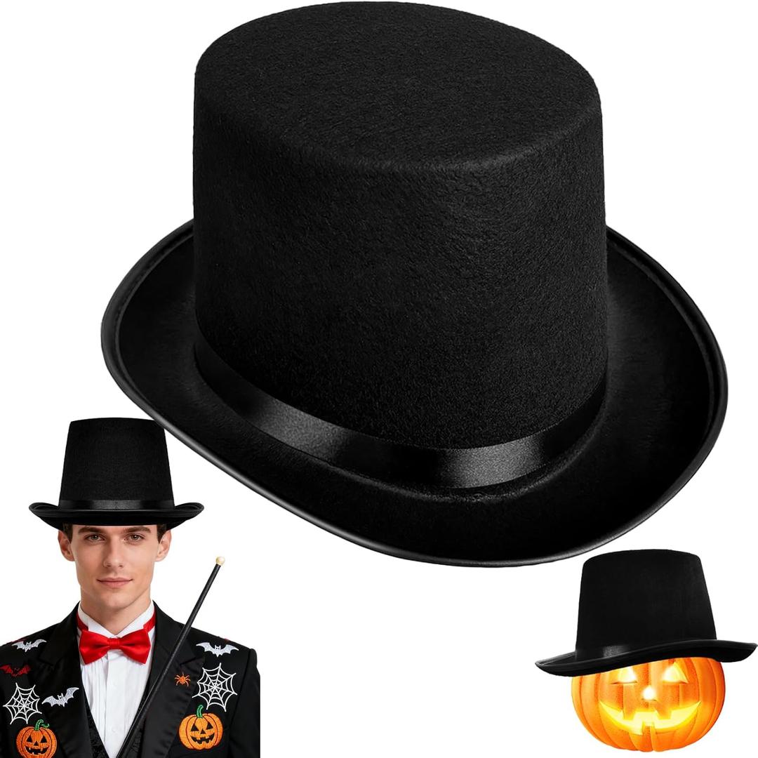 Black Top Hat,Deluxe Magician Ringmaster Costume Hats for Teens,Adults,Halloween,Themed Party,Cosplay Accessory