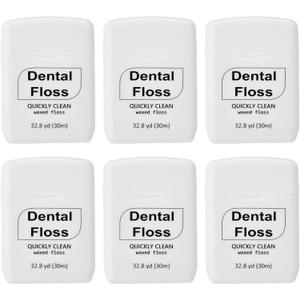 Baderke 6 Pack Mini Dental Floss, Travel Pack, 30 M Each Waxed Glide Floss Oral Care for Family Teeth and Gum Protection Effective Plaque Removal, Slides Smoothly, (White)