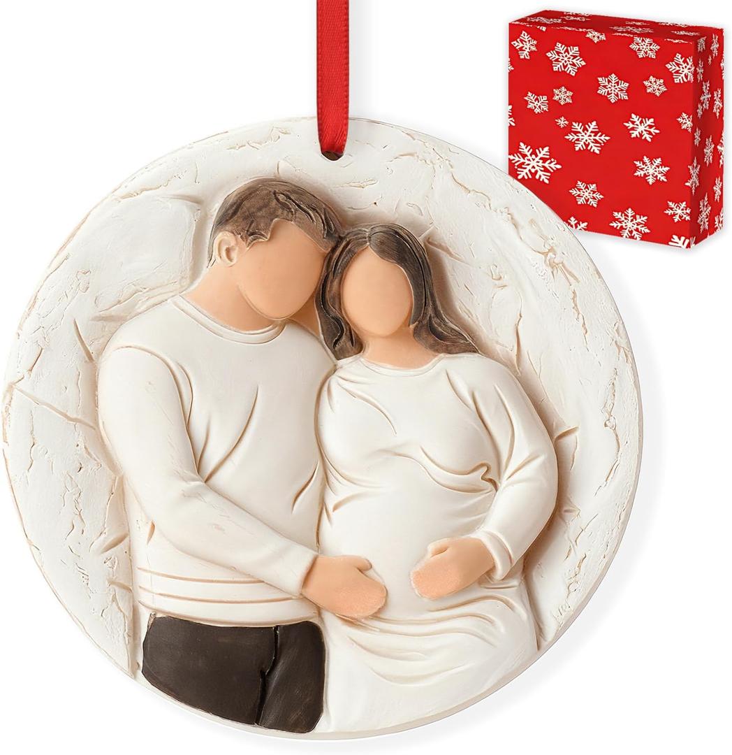2 x 3D Expecting Baby Christmas Ornament 2026 for New Parents - Pregnant Announcement Gifts for Husband Grandparents Family Aunt - Baby Announcements Ideas Gifts for Expecting Parents to Be 2026