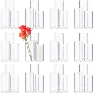 Sawysine 60 Pcs Glass Cylinder Vases 2.5''/2.95''/3.9'' Diameter Clear Flowers Vase Hurricane Floating Candles Holders for Table Centerpieces (2.5 x 5 in,2.5 x 6 in,2.5 x 8 in)