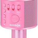 BONAOK Wireless Bluetooth Karaoke Microphone,3-in-1 Portable Handheld Karaoke Mic Speaker Machine Home Party Birthday for All Smartphones Q37 (P-Ink)