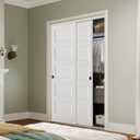 BARNSMITH 48x80 in 5-Panel Bypass Sliding Closet Door, White Primed Door Slab with Bypass Closet Track Hardware Kits, Paintable and Lightweight