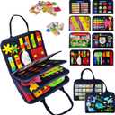 TenFans Busy Board - Montessori Toys for 3+ Year Old - Sensory Toys for Toddlers 3-5 - Gifts for Boys Learning Fine Motor Skills - Educational Activities Travel Toys for Car Airplane (8 Pages Navy Blue)