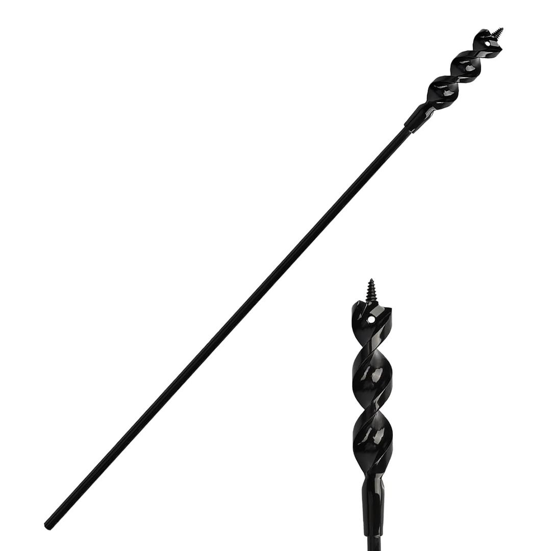 Flexible Installer Drill Bit for Pulling Wires Through Walls Ceilings and Sidewalks,36-Inch Long, 3/4-Inch Auger with a Fish Eye Hole and Screw Point, 1/4" 3-Flat Anti-Slip Shank