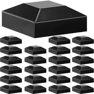 Dunzy Aluminum Fence Post Caps 2" x 2" Black Post Caps Fence Topper Pressure Fit Post Cover for Mailbox Metal Wood Plastic Vinyl Iron Deck Railing(24 Pcs)