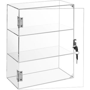 Locking Display Case, Showcase Display Cabinet, 3-Tier Acrylic Display Case with Lock Key, Clear Countertop Display Cabinet with Shelves for Retail Store Collectibles Figures(11.8x5.9x15.7 inch)
