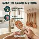 MFC 5-Piece Wooden Cooking Spoons - Kitchen Set from Natural Cherry Wood - Wooden Spoons for Cooking - Funny Utensil Set with Smiley Faces - Cooking Multipurpose Wood Utensils