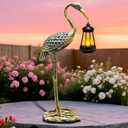 Solar Garden Statue Crane Figurine, Outdoor Hanging Solar Lanterns, 17.7 Inch Blue Heron Sculpture Statue for Patio Yard Porch, Garden Decor for Outside Birthday Gifts for Mom, Women Mother's Day