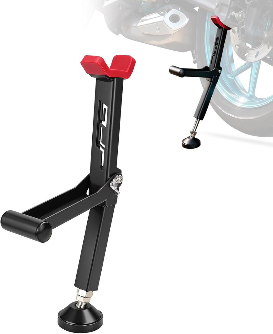 Motorcycle Rear and Front Wheel Lift Stand Trail Stand Easy And Portable-Second Generation New Design for Most Motorcycle Wheels (Red)