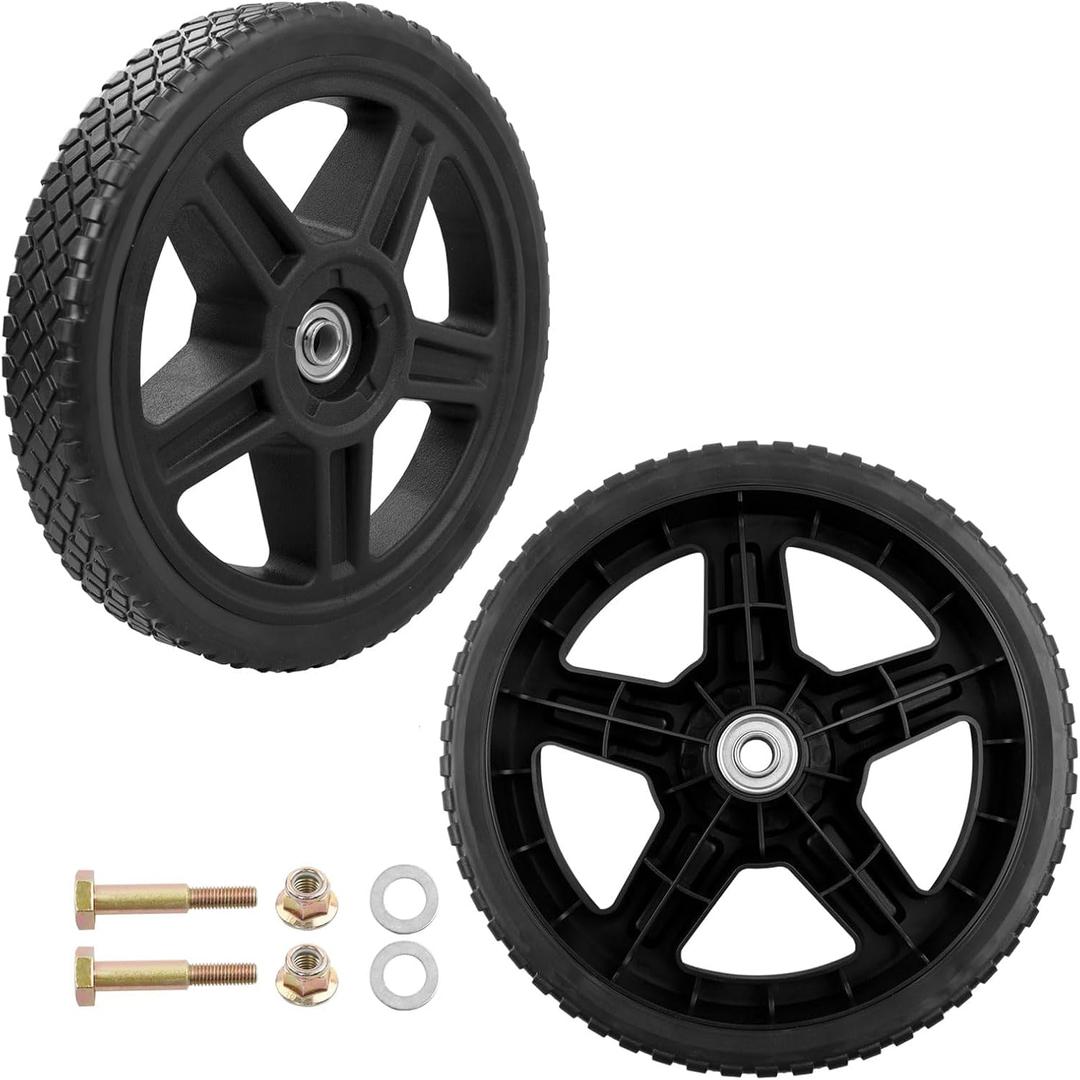 HQPASFY 10 Inch Lawn Mower Wheels 2 Pack 10" Push Lawn Mower Wheels with Bolts & Nuts kits Fits Garden Trucks Garden Carts Generator Hand Trucks Lawn Tractors (10"1.75")