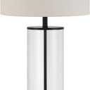 Henn&Hart 28" Tall Table Lamp with Fabric Shade in Blackened Bronze/White, Lamp, Desk Lamp for Home or Office