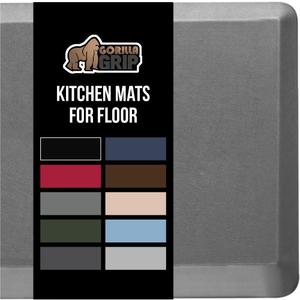 GORILLA GRIP Comfortable Cushioned Kitchen Mats for Floor, Waterproof and Stain Resistant Soft Top, 3/4 Inch Thick Ergonomic Standing Desk Anti Fatigue Mat, Foam Supports Ankles and Feet, 20x32, Grey