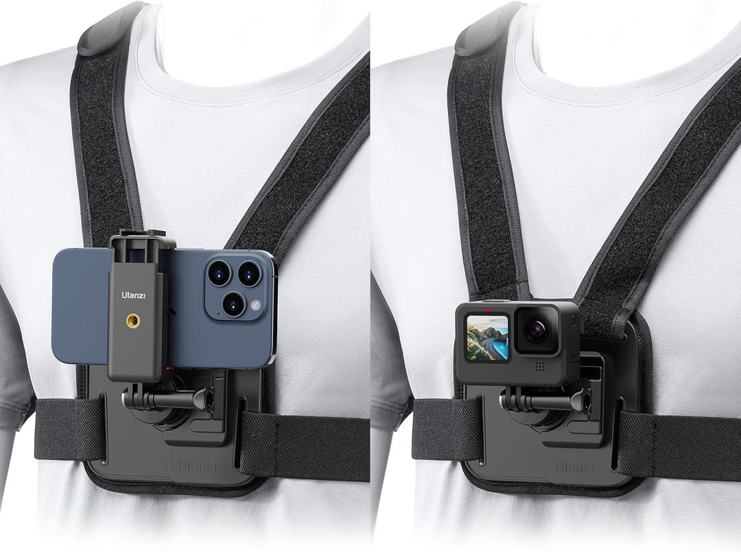 ULANZI CM028 Adjustable Chest Mount Harness - Vertical/Horizontal Switching for GoPro DJI Insta360 Action Cameras - Phone POV Chest Strap Mount Harness for iPhone Samsung Cameras