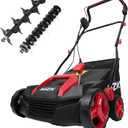 MZK 15-inch 13-Amp 2-in-1 Electric Dethatcher and Scarifier w/Removeable 11.9-Gallon Collection Bag, 5-Position Height Adjustment, Keep Lawn Health