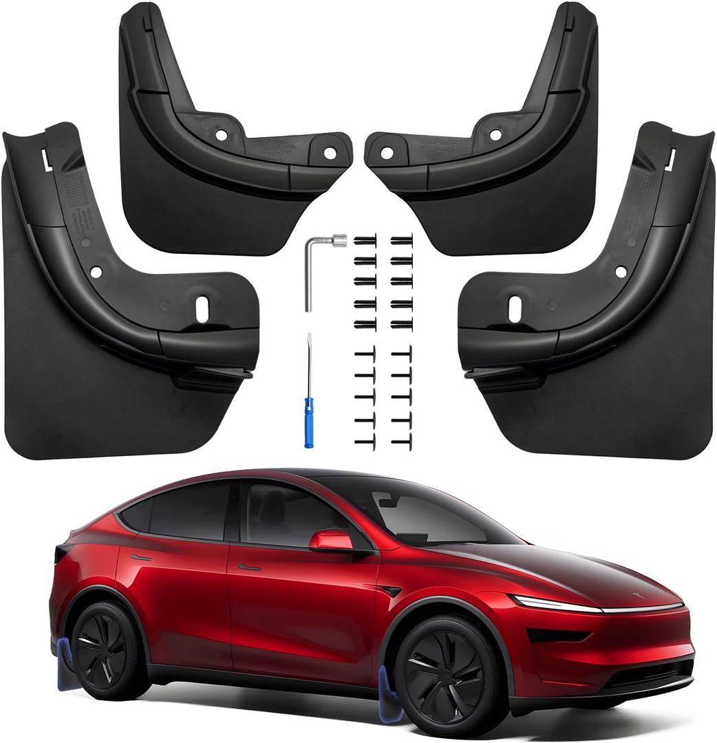 Model Y Mud Flaps for Tesla Model Y Juniper 2025 2026 Accessories No-Drill Splash Guards, All-Weather Tire Protection, Durable Mud Guards Compatible with Tesla Model Y (Model Y Juniper 2025+)