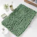Reyox Absorbent Chenille Bathroom Rugs, Plush Thick Bath Mat for Tub Floor Shower, Soft Home Decor Rug Non Slip, Green, 19.6"x31.5" (1'8" x 2'8" (Rectangular))