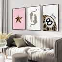 Leopard Wall Art Cheetah Canvas Prints Lucky 8 Ball Wall Decor Fashion Leopard Poster Aesthetic Pictures Trendy Cheetah Painting Preppy Artwork for Living Room Bedroom 12x16 Inch Unframed Set of 3