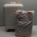 Coolife Suitcase Set 3 Piece Luggage Set Carry On Travel Luggage TSA Lock Spinner Wheels Hardshell Lightweight Luggage Set(Gray+Pink, 3 piece set (BP/TB/20))