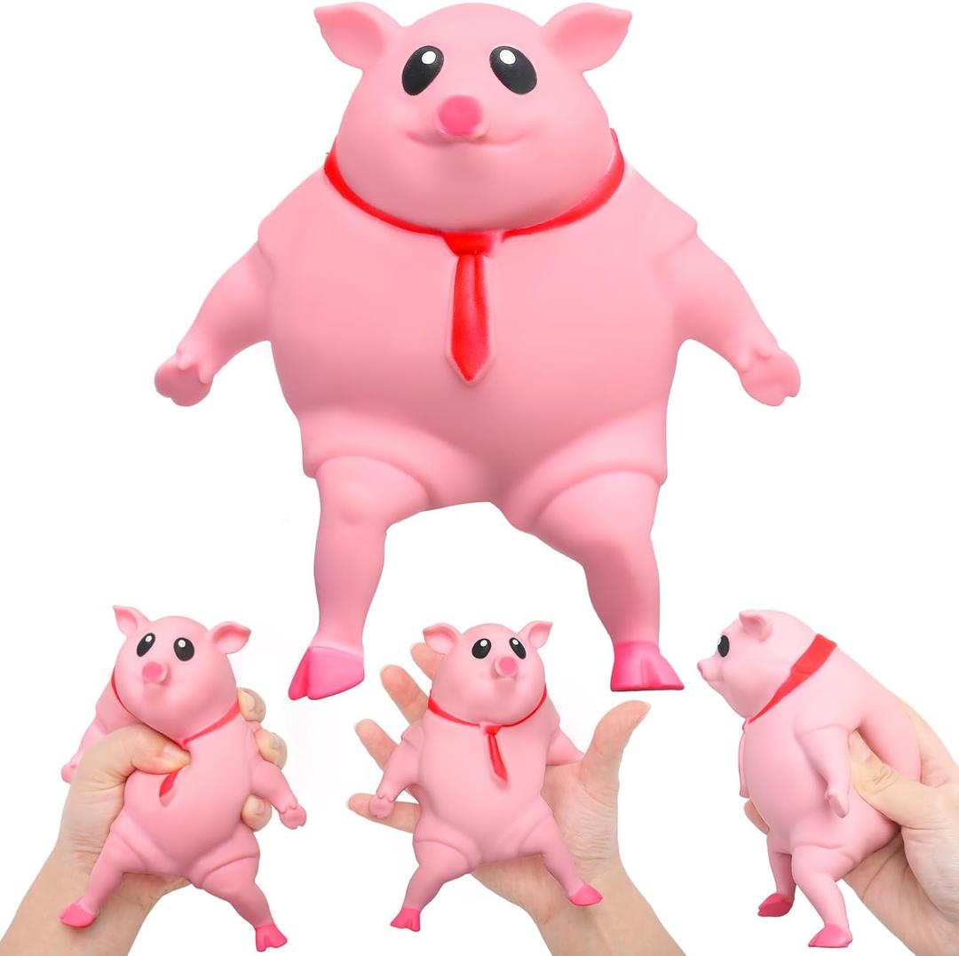 Liliful Pig Squeeze Stretch Pink Pig Toy Novelty Funny Cute Squeeze Animal Stress Relief Toys for Anxiety Adults Stress Relief Gifts for Women Men Fidget Decompress