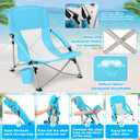 Lineshading 1 Pack Low Beach Chair with Umbrella for Adult, Lightweight Backpacking Folding Recliner Chairs with Carry Bag for Summer Beaches Tent Camping Picnics Barbecues Travel Outdoor (Blue)