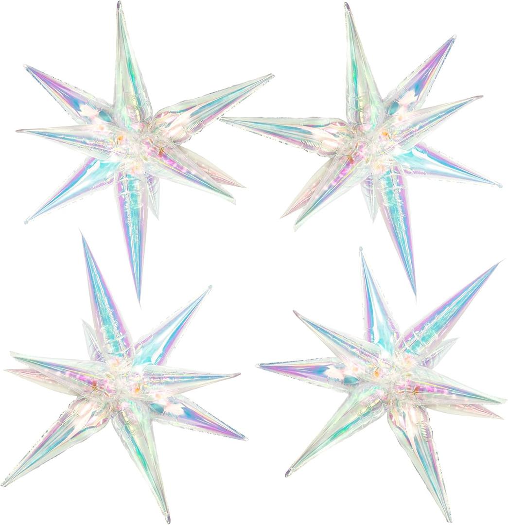 Tellpet Star Balloons, 50 Pcs Star Balloons 12 Spike Foil Explosion Party Balloons for Decoration Birthday Wedding Decorations (Iridescent)
