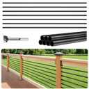 7 Pack 10 FT x 5/8 inch Aluminum Stair Balusters Round Horizontal Bar Baluster Matte Black Hollow Stair Spindles for Indoor Outdoor Deck Railing