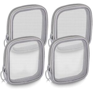 Weewooday 4 Pcs Mesh Makeup Bag Mesh Cosmetic Bag Travel Toiletry Pouch with Zipper Mini Makeup Cosmetic Purse for Daily Accessory(Small,Gray)