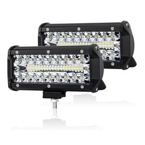 FIERYRED 2PCS 7 Inch LED Light Bar for Truck, Boat, ATV,UTV, Marine, IP68, 24000LM LED Pods Spot & Flood Combo Beam, 12V Triple Row Light Bar Off Road Driving Led Work Lights