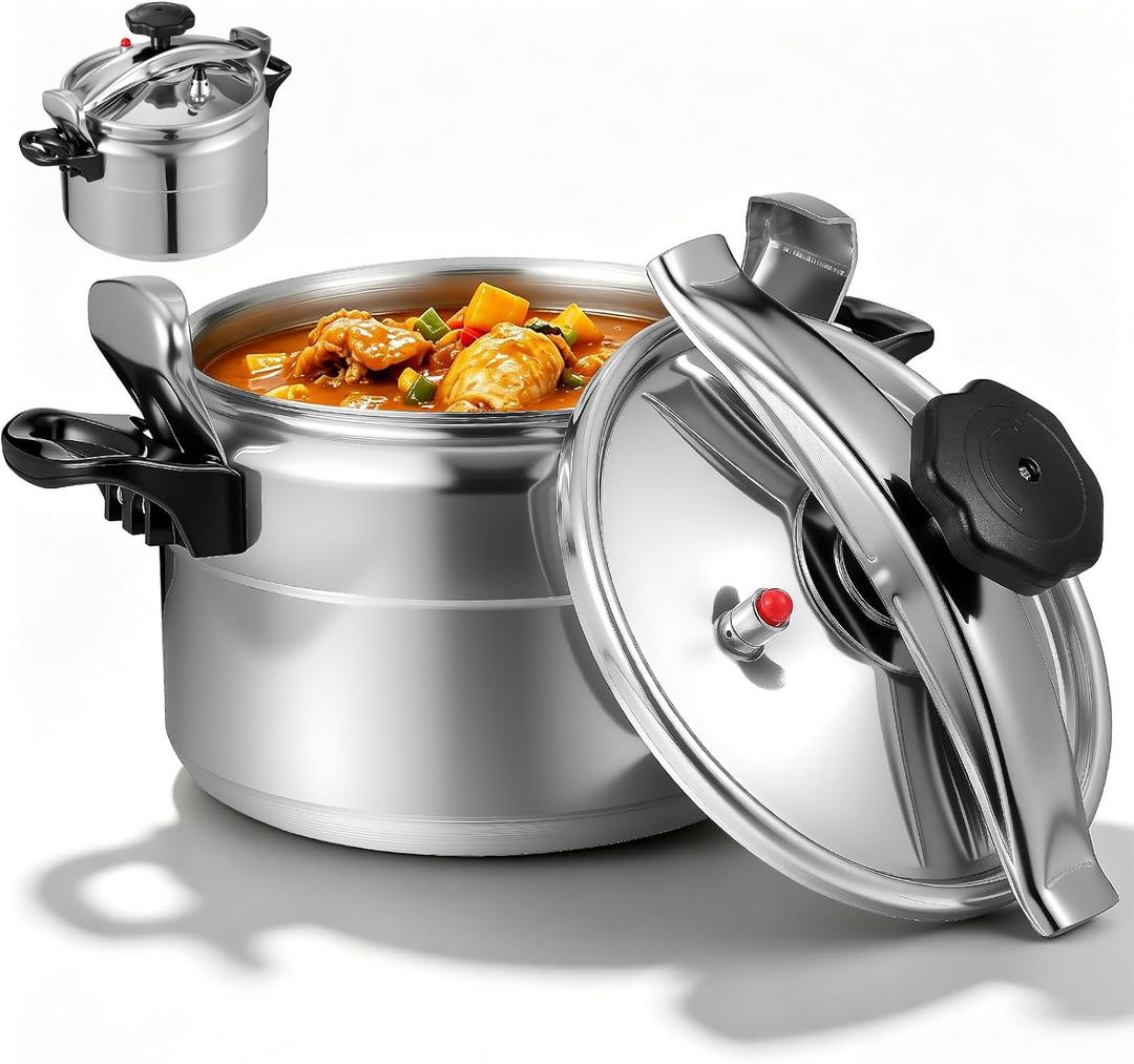 11L Pressure Cooker Aluminum Silver Multi-Cooking Stovetop Pressure Cooker