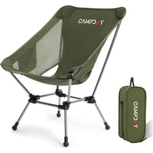 Camping Chair Portable Hiking Ultralight Backpacking Small Lightweight Folding Chair for Outdoor Camp Hunting Beach Picnic Concert, Supports 330lbs (Green,1PCS)