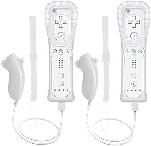 Wii Remote Controller, 2 Packs Upgrade Wireless Controller Compatible with Wii Wii U Console(White and White)