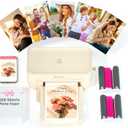 iDPRT 46 Photo Printer, Portable Color Picture Printer, Thermal Sublimation Mini Picture Printer, Bundle 108 Sheets Photo Paper & 2 Ribbon Cassette, Photo Printer for iPhone & Android