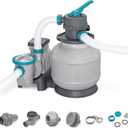 Bestway 2,200 Gallon Sand Filter Pool Pump for Above Ground Swimming Pools up to 14,400 Gallons with Pre-Filter Strainer Basket & Valve Adapter Set