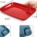 Jucoan 8 Pack Plastic Chip and Dip Serving Plates, 9.75 x 7.25 Inch Dumpling Plate with Sauce Compartment for Tacos, Fries, Sushi, Charcuterie Board, Party Snack, Microwave Dishwasher Safe