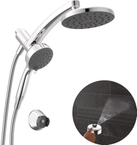 Delta 6-Setting PivotPro 3-in-1 Combination Shower Head with ProClean Spray, Chrome Round Shower Head Rainfall with Handheld Spray, 1.75 GPM, Chrome 75648