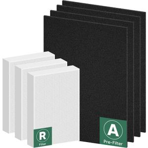 Improvedhand HPA300 HEPA Filter Replacement for Honeywell Air Purifier HPA304 HPA3300b HPA5300 HPA5350 HPA8350 HPA300VP, Compared to HRF-R3 (3 True HEPA R Filters and 4 A Pre-Cut Carbon Pre-Filters) (7 Count (Pack of 1))