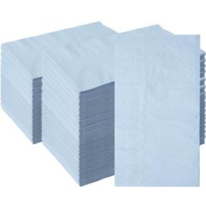100 Pieces 3-ply Blue Napkins Disposable 13 x 15.7 Inches Guest Bathroom Napkins Dessert Napkins Disposable Hand Towels for Bathroom Wedding Birthday Party Paper Dinner Napkins