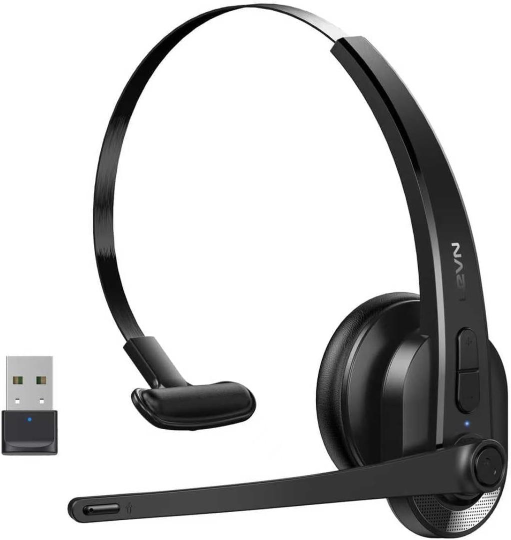 Wireless Headset with Mic for Work, Bluetooth Headset with Microphone AI Noise Cancelling & Mute Button, Lightweight Comfortable Computer Headset with Microphone for PC/Office/Call Center/ Teams/Zoom