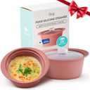 27oz Platinum Silicone Microwave Steamer Pot with Handle & Lid - Korean 100% Food-Grade Steamer Bowl, Heat-Resistant Cooker with Steam Holes, Easy Clean, Dishwasher Safe, Dry Rose