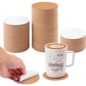 300 PCS 4 Inch Round Self-Adhesive Cork Sheets for Coasters, Cork Coaster Backing Pad for Home Tabletop Decoration